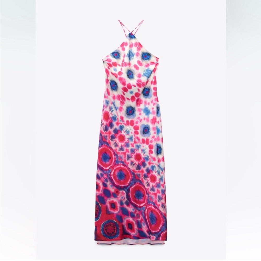 ZARA PRINTED HALTER DRESS Size XL - Picture 12 of 17